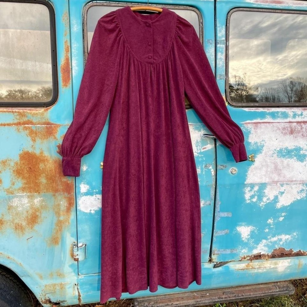 Vintage 70s cottage core terry cloth dress